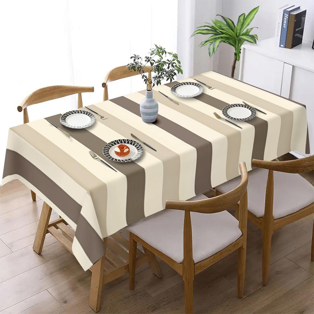 2D Flat Banner 2D Flat Printing Tablecloth, 1pc Modern Easy Striped Furniture Decor Large Tablecloth, Suitable for Spring Table Decoration, Picnic Or