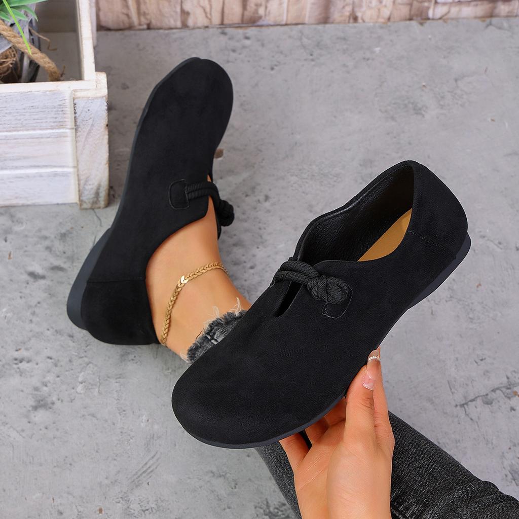 Retro Flat Shoes Women Autumn New Shallow Loafers Women's Casual Comfortable Solid Color Women's Shoe Suede Slip On Single Flats