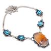Orange Lace Agate, Topaz Gemstone 925 Sterling Silver Jewelry Necklace 18"