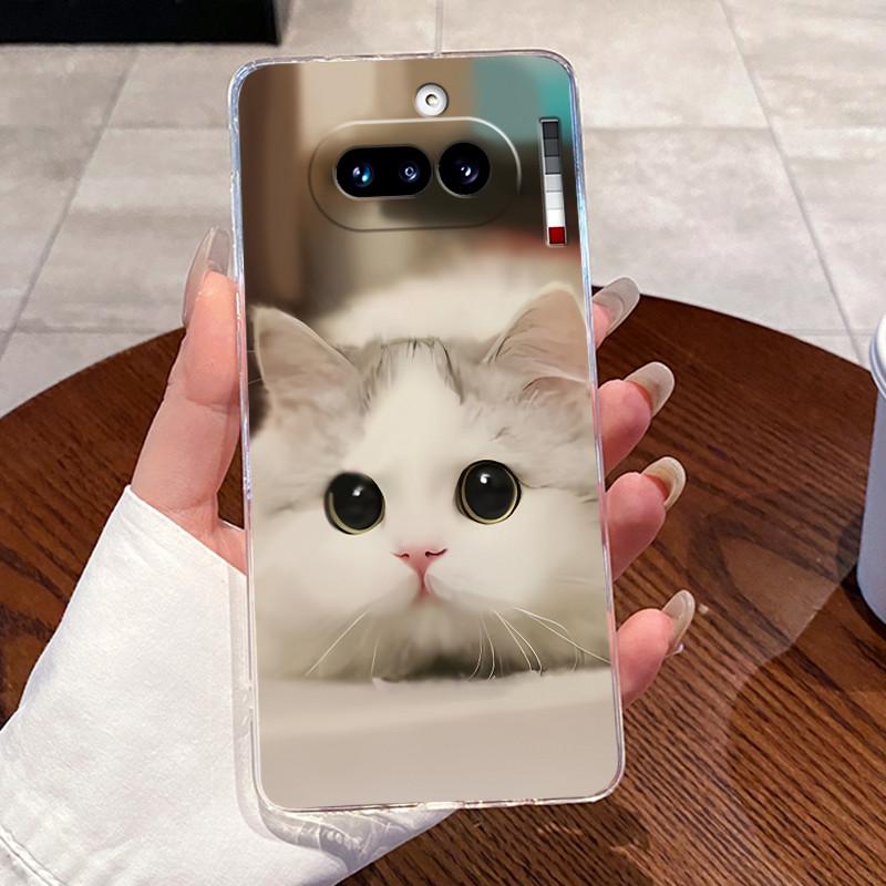 Гелевый чехол для Nothing Phone 4A Capa Coque Прозрачный силиконовый мягкий ТПУ задняя крышка Милый кот Кролик Сердце Защитный чехол Fundas