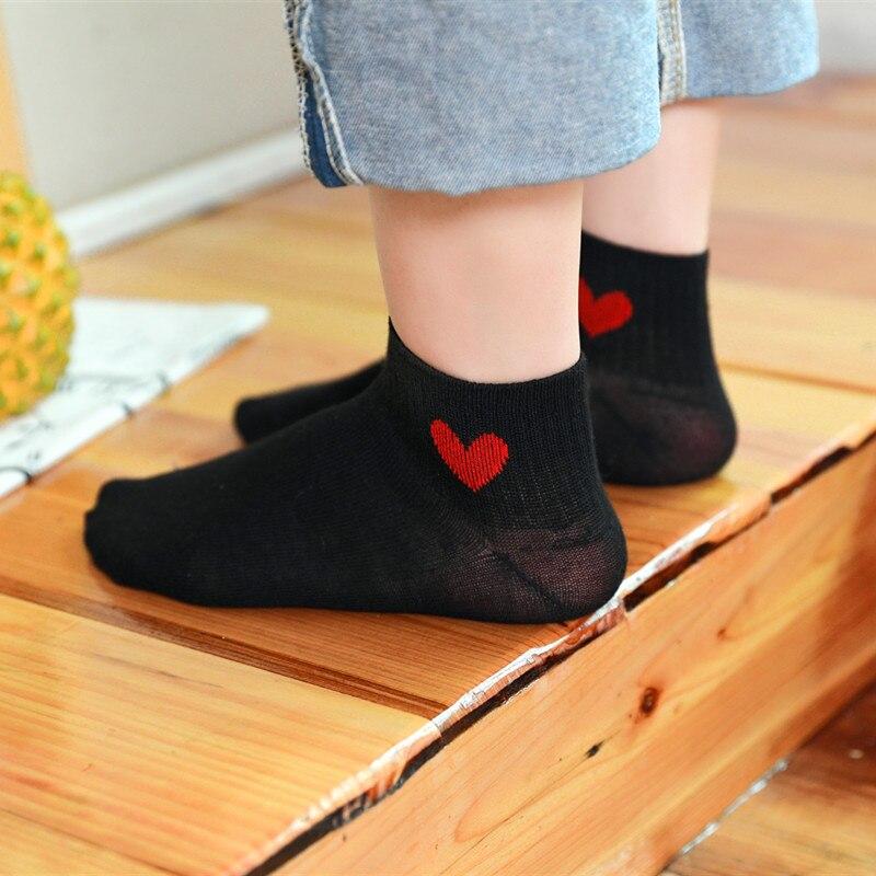 5 пар женских коротких носков с красным сердцем, милые удобные женские носки для колледжа, мягкие хлопковые носки для девочек на весну, лето и осень, Meias Sox 