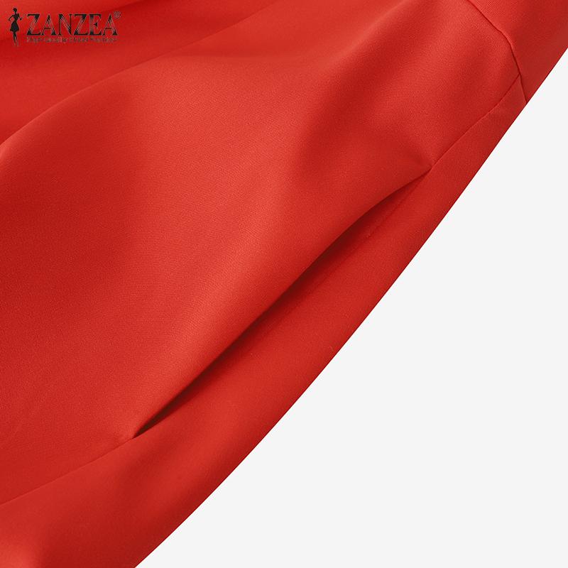 ZANZEA Женские винтажные платья с воротником и коротким рукавом