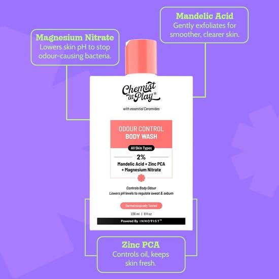 Chemist At Play Гель для душа для контроля запаха тела| Контролирует запах тела| Длительная свежесть | Регулирует пот и кожное сало| 236 мл