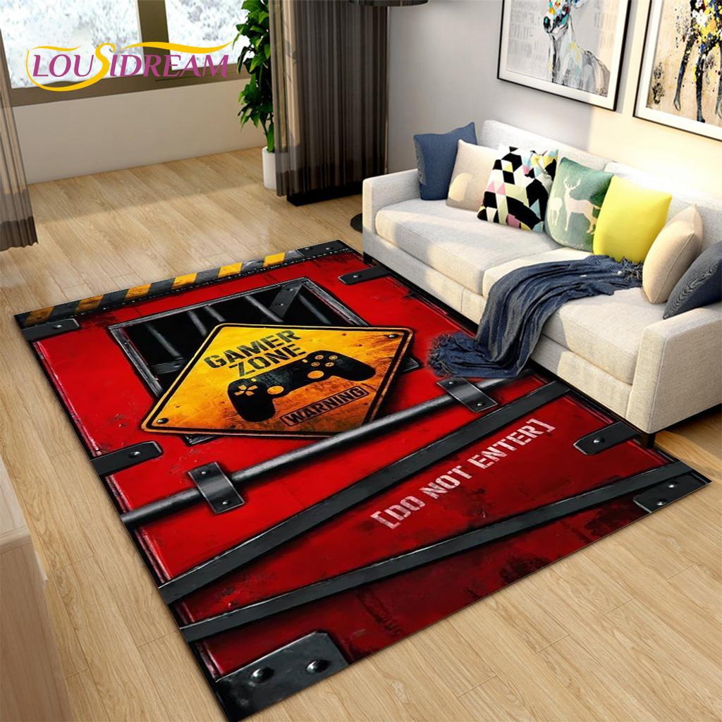 3D Cartoon Game Gamer Zone Controller Area Rug,Carpet Rug for Living Room Bedroom Sofa Decoration,Child Play Non-slip Floor Mat