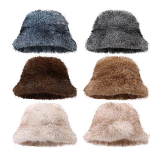 Зимняя шапка-ведро однотонная утолщенная мягкая плюшевая теплая