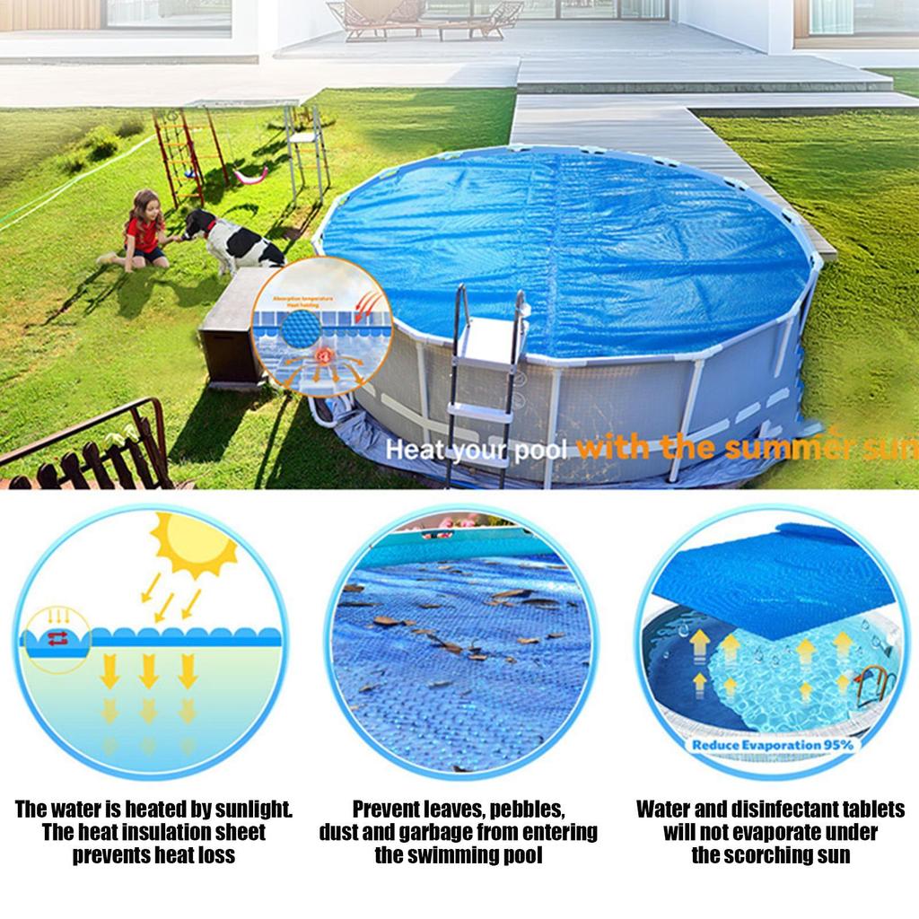 6/8FT Pool Solar Cover Thermal Swimming Pool Cover Weatherproof Heavy Duty Thermal Blanket Portable Swimming Pond Accessories