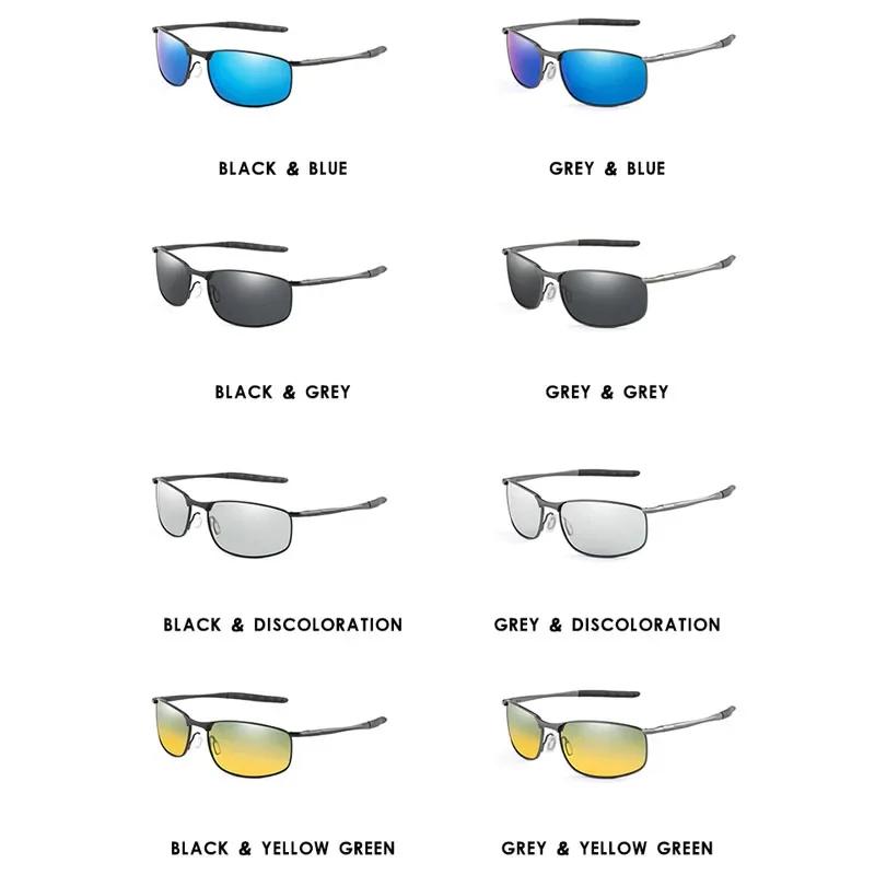 Фотохромные мужские поляризованные солнцезащитные очки Мужские металлические квадратные очки для вождения Солнцезащитные очки UV400 для активного отдыха Велосипедные очки