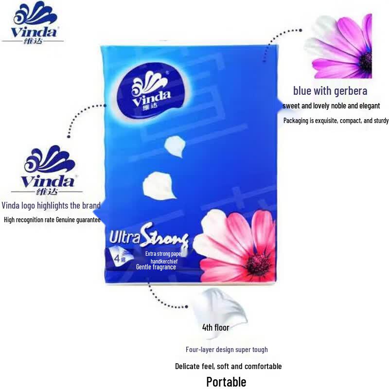 Vinda Ultra-tough 4-Ply Handkerchief Tissues