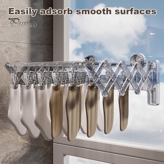 Выдвижная сушилка для носков с 20 зажимами Складная конструкция Простая в установке Экономящая место Расширяемая настенная сушилка