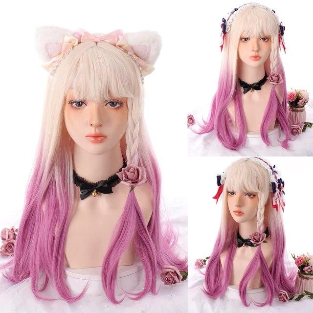 Синтетические натуральные черные парики Длинный волнистый парик для женщин с челкой для Хэллоуина, повседневные термостойкие волокна, парики из волос