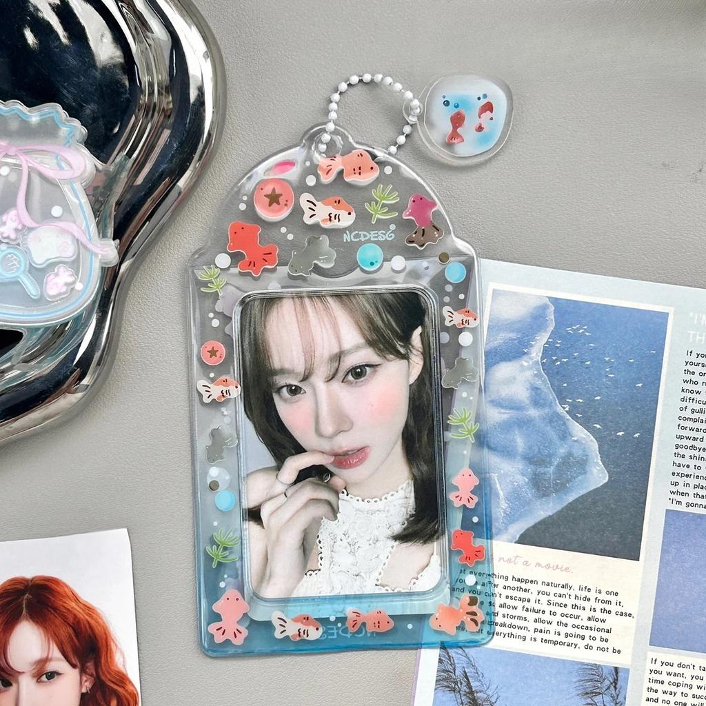 Original Design Summer Cheery Smoothie PVC Picture Frames with Chain Cute Ice Cream Photocard Holder for 3 Inch Kpop Card 2025