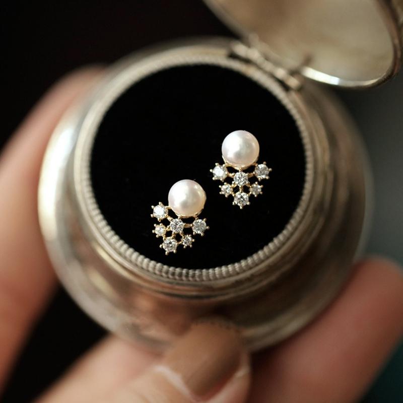 Fashionable and Luxurious Zircon Imitation Pearl Star Earrings, Women's Exquisite Daily Party Zircon Gifts