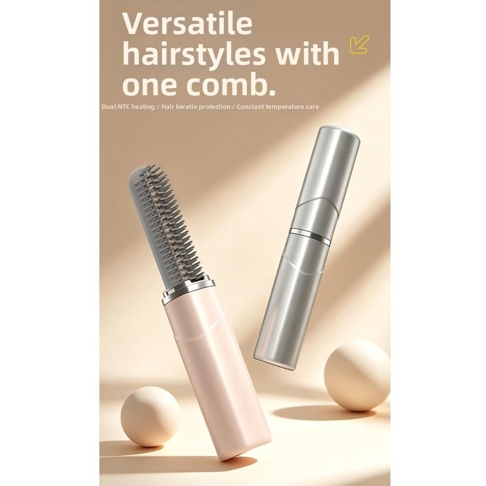 USB Charging Mini Straight Hair Brush Cordless Portable Hair Straightener Festival