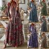 2024 Bohemian Floral Bell Sleeve High-Waist Women's Dress – European & American Style