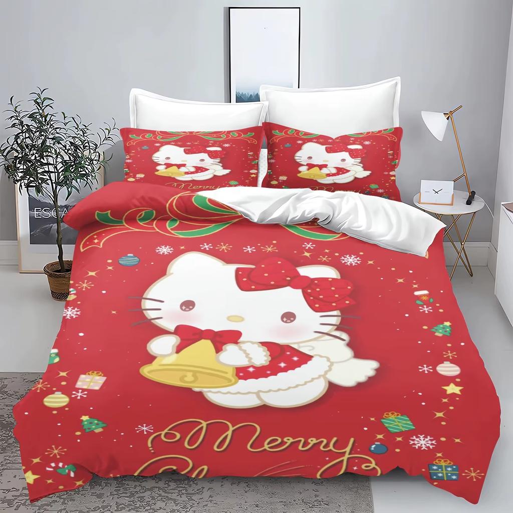 Christmas Series Sanrio Bedding Set  Polyester 3D Duvet Cover Pillow Case Set Bed Cover Adult Kids Bedroom Decoration