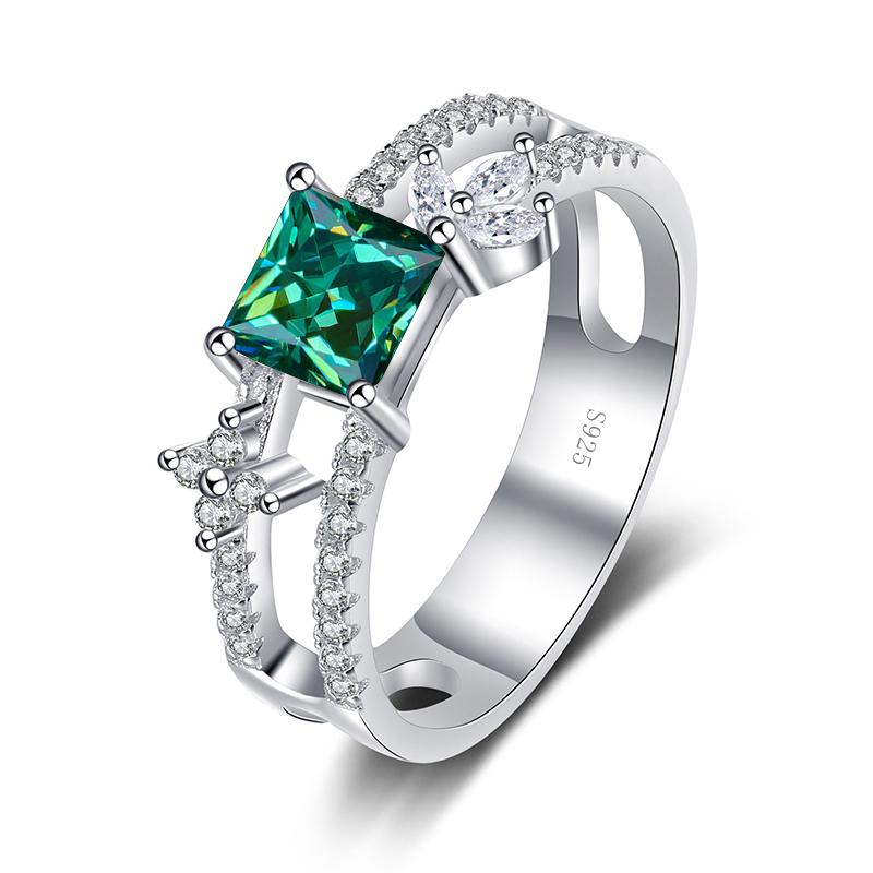 Bague Ringen Четыре когтя D Цвет 1 карат Принцесса огранка Муассанит Кольцо S925 Серебряная пластина Pt950 Платиновые украшения для женщин Свадебные украшения