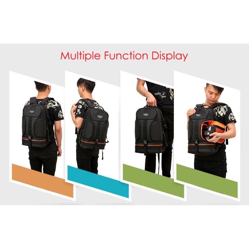 JINNUOLANG Professional Digital SLR Camera Backpack Large Photography Bag Tripod Holder Waterproof Rain Cover Outdoor Hiking