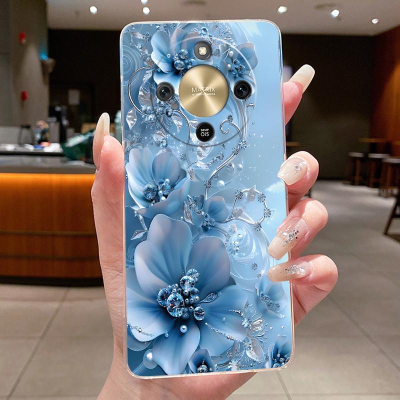 Чехол для Honor Magic 8 Lite Красивый Цветок Бабочка Силиконовый Прозрачный Задний Чехол Мягкий ТПУ Чехол для Телефона для Honor Magic8 Lite 5G Funda