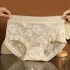 Women's Lace Panties Breathable Antibacterial Cotton Crotch Sexy Mid-Rise Flower Underpants Briefs