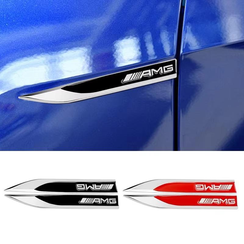 GDX2 2pcs Metal Car Fender Side Wing Emblem Badge Sticker For Mercedes benz W203 W204 W205 W210 CLA CLS GLA Interior Mouldings SKE53