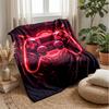 Red Neon Game Controller Theme blanket Lightweight Warm Flannel Blanket Decorative Throw Blanket for Home Decoration