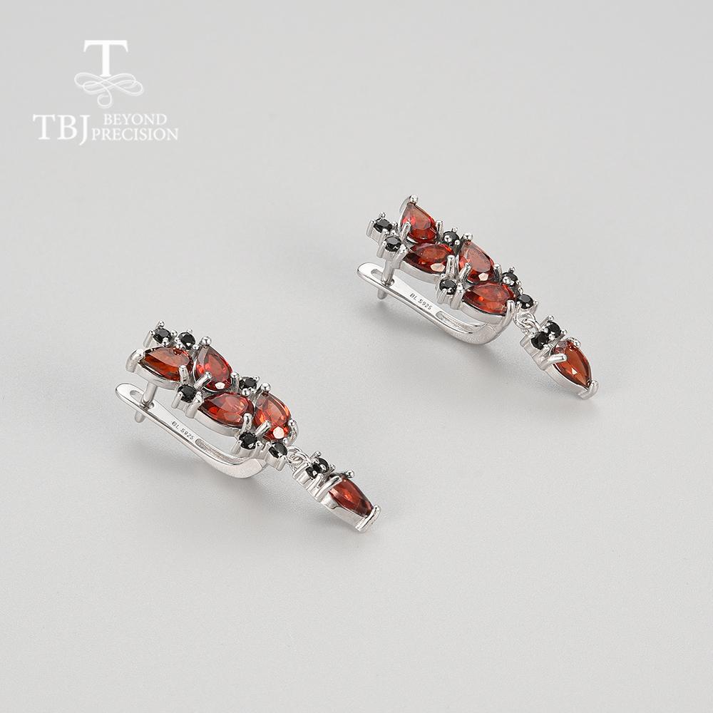 Long Earring Natural Mozambique Garnet Gemstone 925 Sterling Silver Earrings Fine Jewelry Set for Women Party & Daily Wear