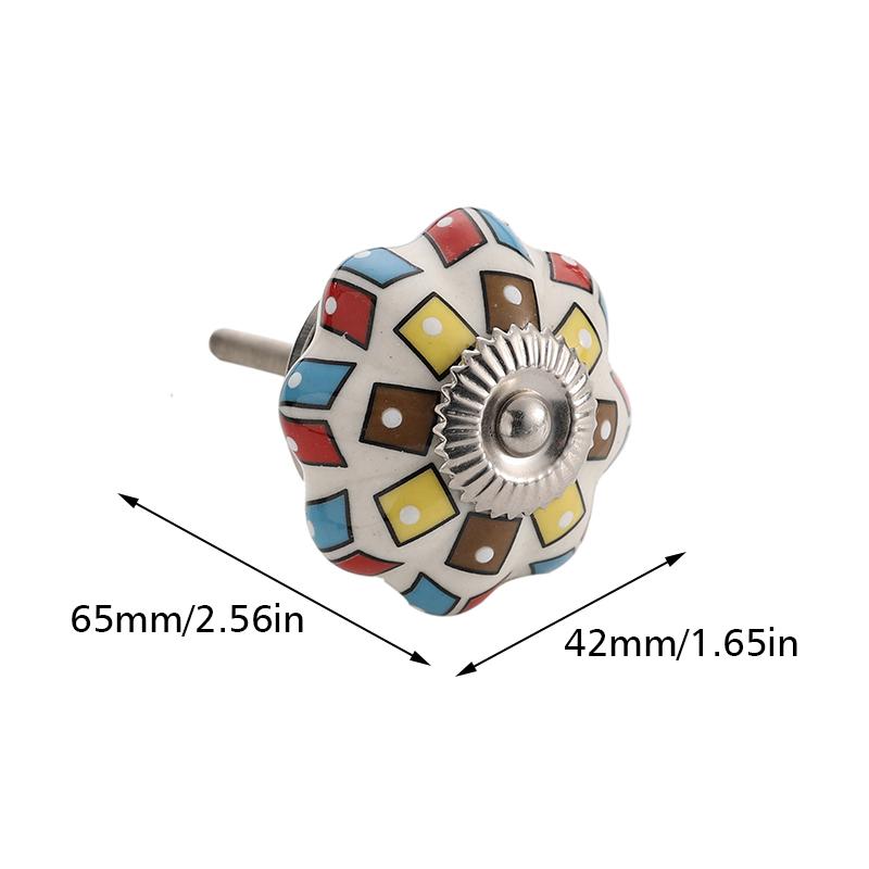 1 шт. Железный материал Винтажная ручка для шкафа Европейский стиль Расписной узор Изысканная форма тыквы Украшение для дома Многоцветный