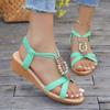 Women's Summer Shoes 2024 Solid Color Wedge Sandals Women New Non-Slip Casual Shoes Woman Fashion Metal Platform Sandalias Mujer