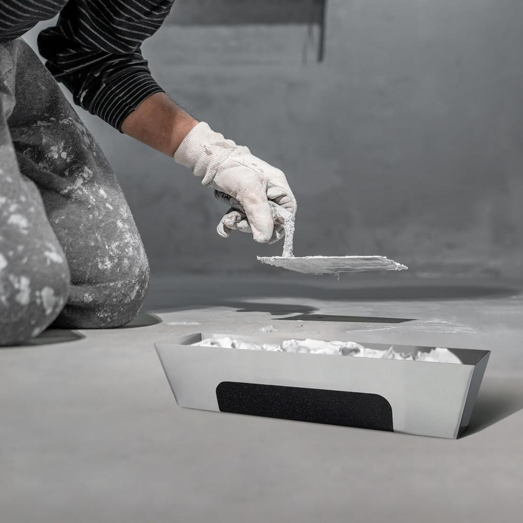 Яжуйи Поддон из нержавеющей стали для штукатурки гипсокартона, поддон/ведро для раствора, инструмент для кладки гипсокартона, с мастикой, для швов, сторон, сверхпрочный поддон, нескользящий