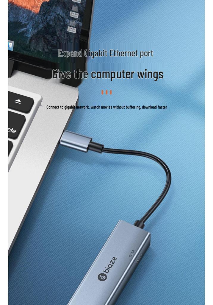 Biaze USB-C to Gigabit Ethernet Adapter with PD Charging Expansion Hub
