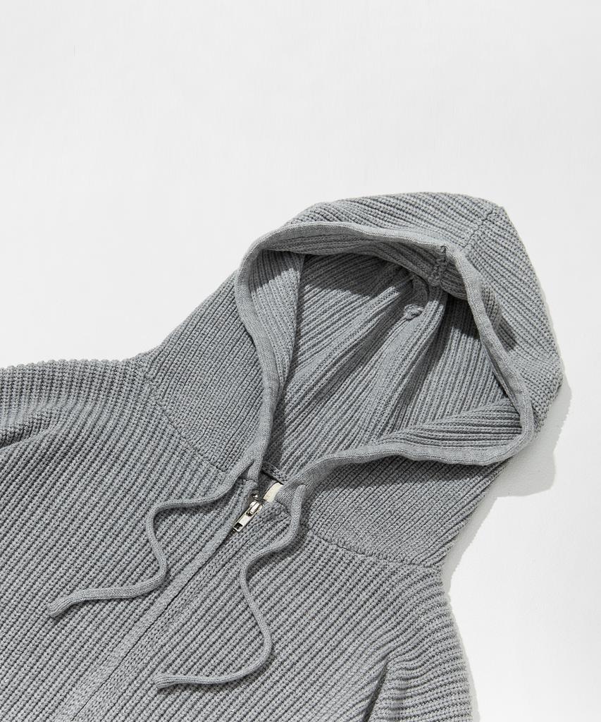 GLW Oversized Hajji Two-Way Hooded Zip-Up Knit Gray