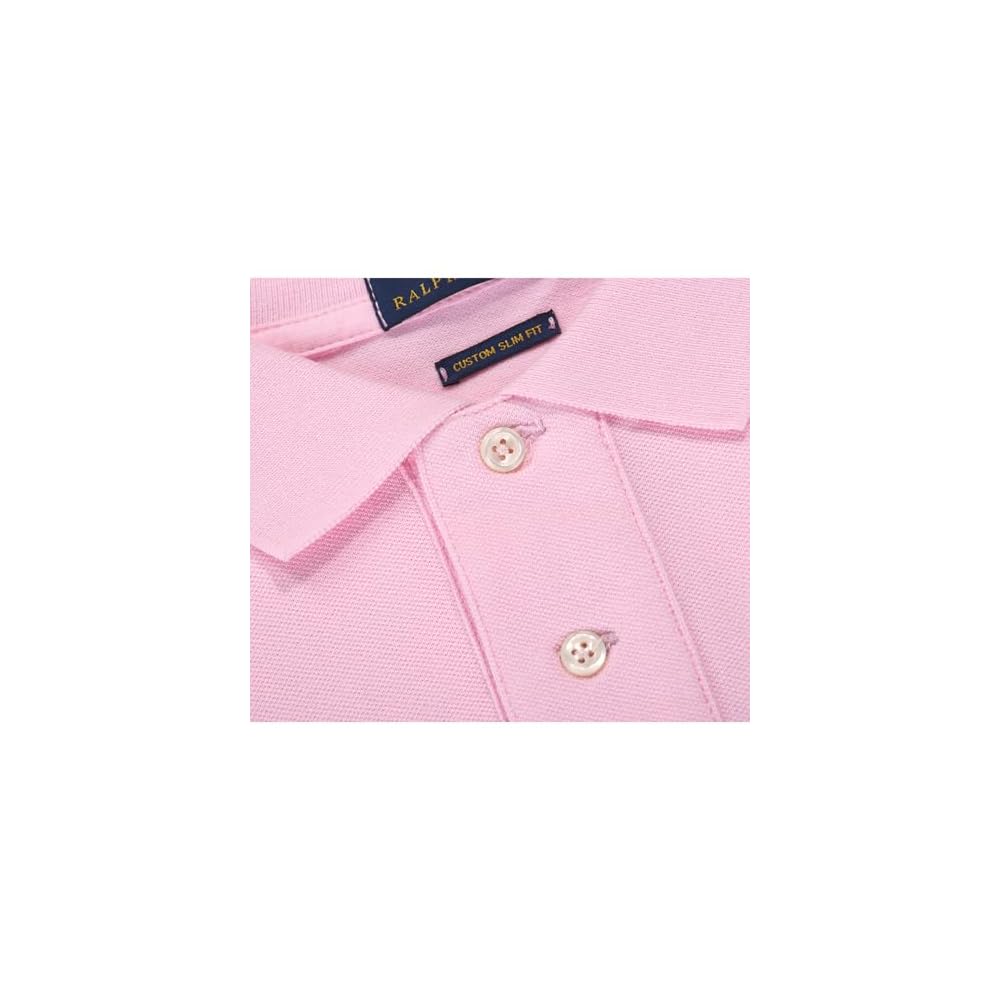 Men's Short-Sleeve Collared Polo Shirt with Embroidered Logo, Piqué Cotton, Soft, Breathable,
