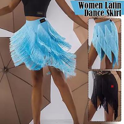 Женская юбка для латинских танцев с бахромой и кисточками Платье для сальсы, самбы, танго, многослойная юбка для соревнований по сальсе и латинским танцам