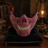 Creative Party Costume Prop Halloween Skull Half Face Mask, Rhinestone Punk Knight Masquerade Comfortable Mask with Adjustable Straps, Lightweight