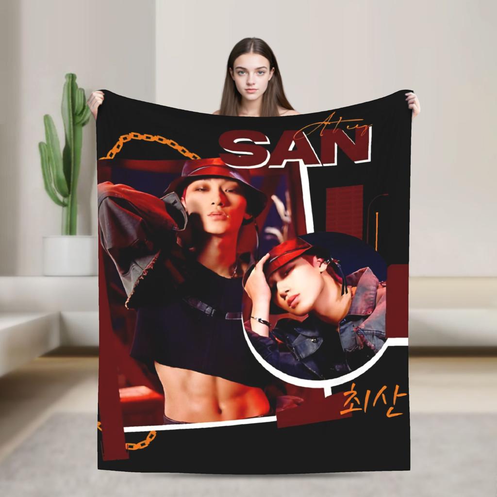 Теплое одеяло для путешествий ATEEZ Чхве Сан Плед Фланелевое покрывало для дивана кресла кровати Смешной чехол для дивана-кровати