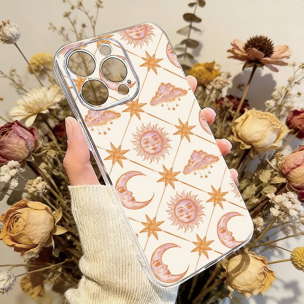Чехол для телефона с мотивом солнца Прозрачный силикон Мягкий Для iPhone 17 16 15 14 13 12 11 Mini Pro Max Plus