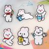 Embroidery Label Cartoon Learning Rabbit Badge Clothing Accessories Patch Self-adhesive One Piece Embroidery Cloth Sticker