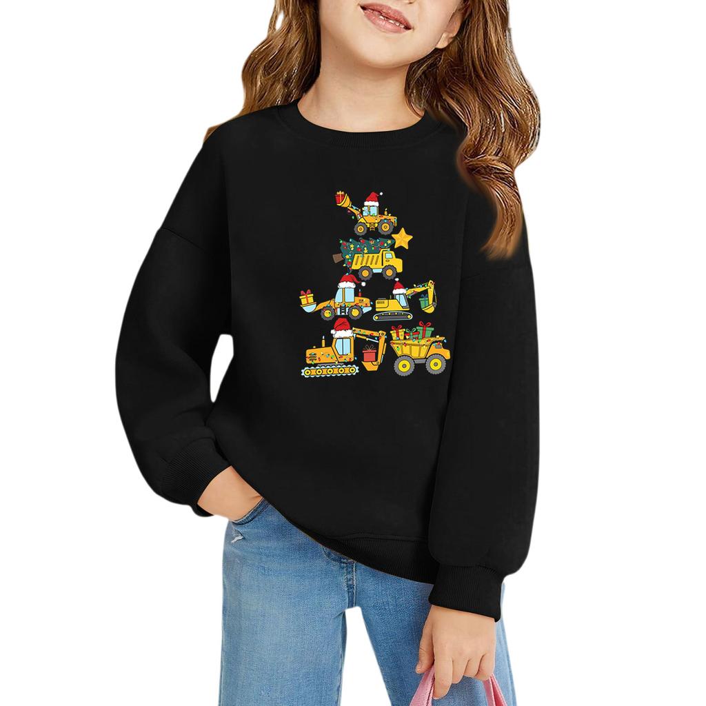 Рождественские пуловеры с круглым вырезом для девочек, детские топы с принтом