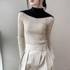 Half High Neck Knitted Sweater for Women Autumn and Winter Design Sense Brushed Sweater Women's Slim Fit and Slimming Top Base Shirt