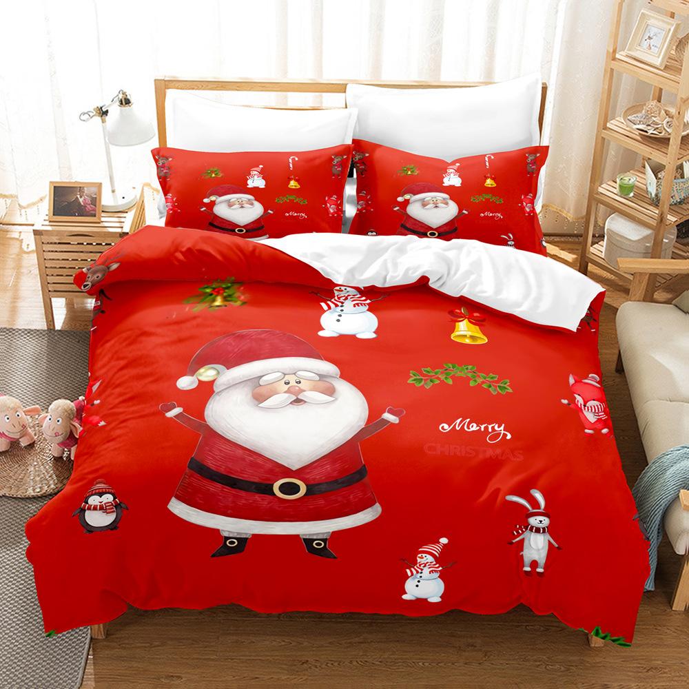 3D Рождественский Постельный Комплект Кинг Квин Размер Пододеяльник Наволочка 2/3шт С Новым Годом Комплект Чехлов Домашний Подарок