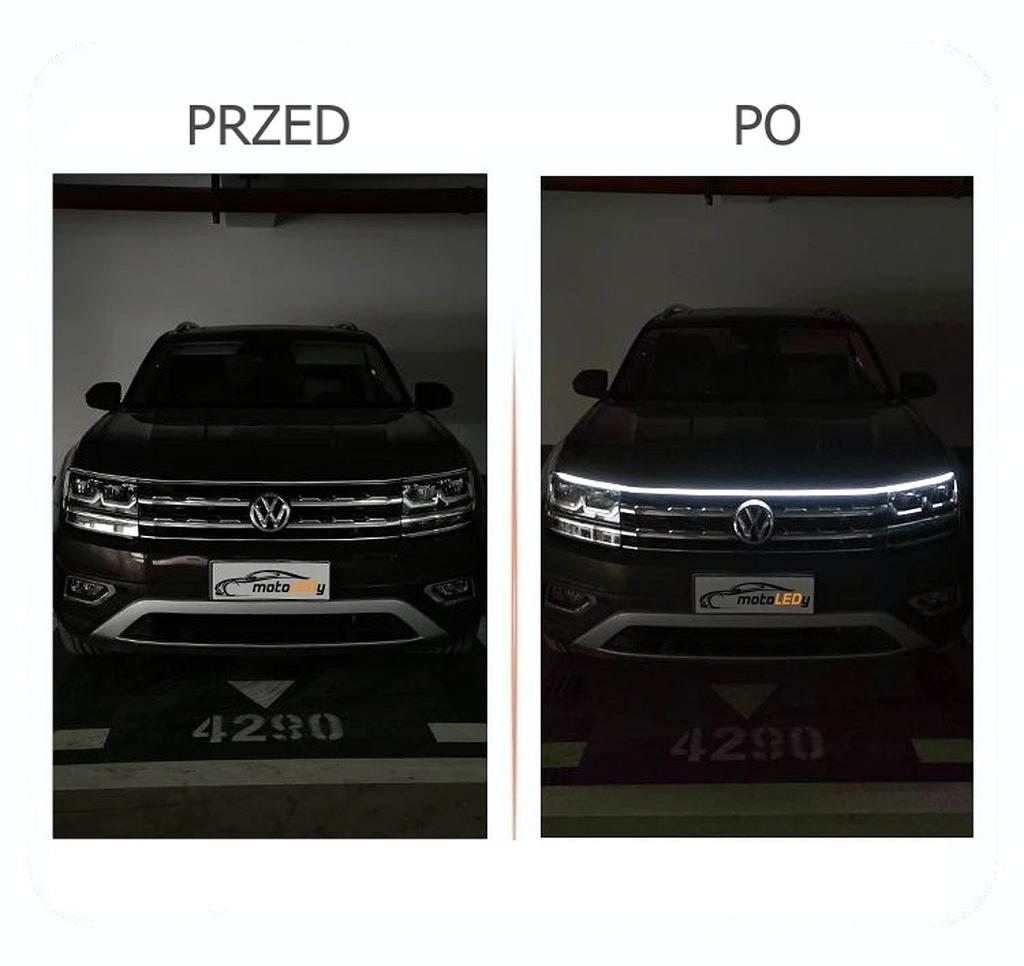 Гибкие дневные ходовые огни под капот 200см DRL LED 12В + WOW-эффект, Внедорожные