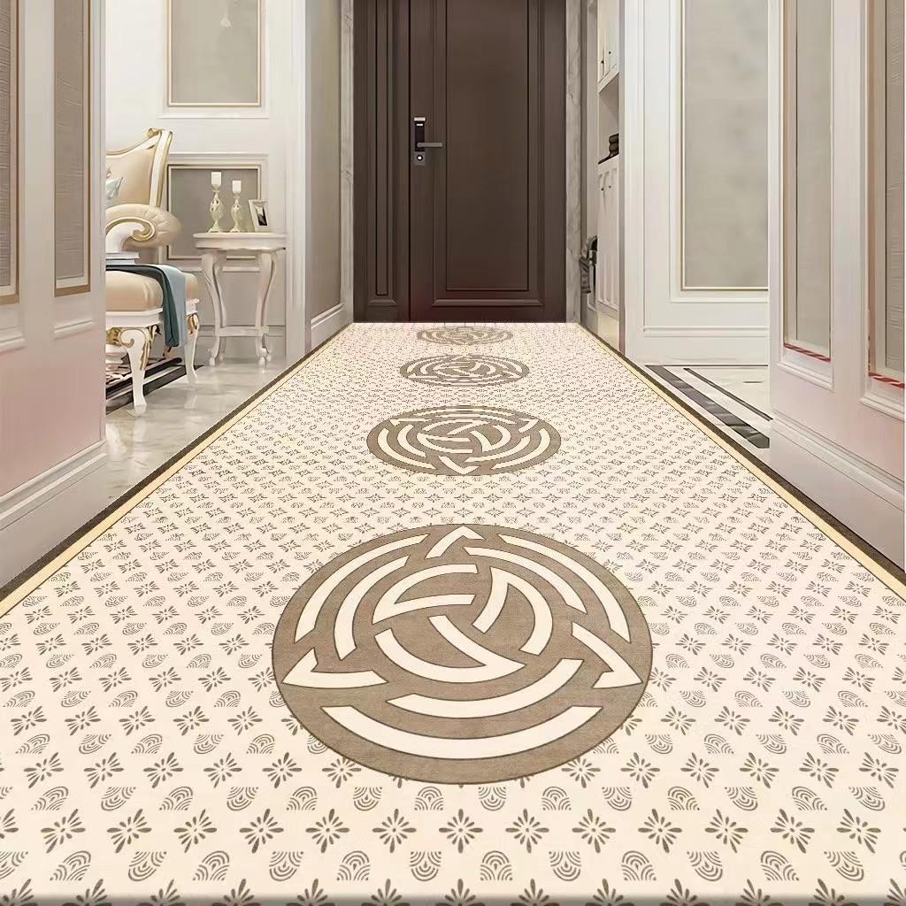 Длинные ковровые дорожки в стиле ретро, ​​эстетические украшения для прихожей роскошного отеля, домашний проход, нескользящий длинный коврик, коврик для дорожки, моющийся