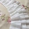 2 Yards 12cm Width 3-Layer Tiered Ruffle Pleated Chiffon Lace Fabric (White)