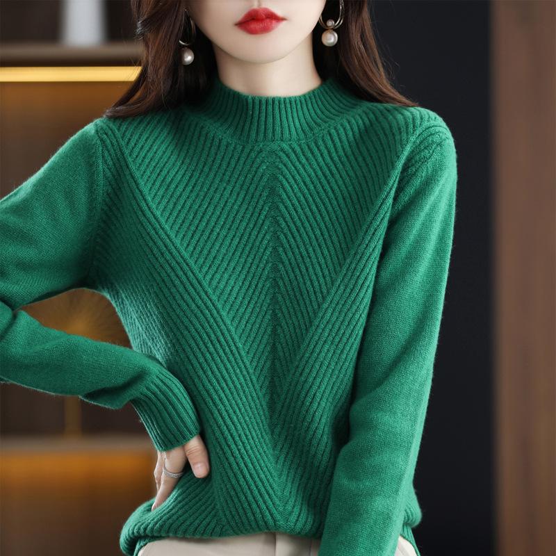 INDFS Женская мода Повседневный Осень Зима Однотонный Принт Длинный Рукав Полуводолазка Свитера