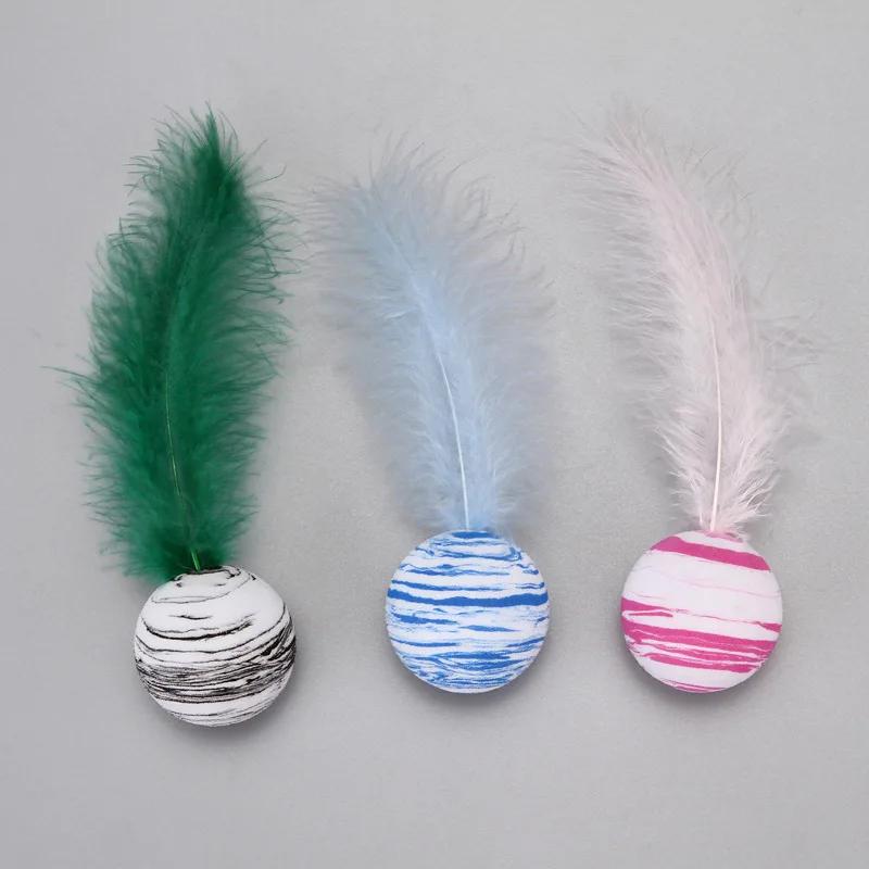 Игрушка для кошек Мяч Перо Забавная игрушка для кошек Звездный Мяч Плюс Перо Пенопластовый Мяч Метательные Игрушки Интерактивные Мягкие Игрушки Игрушки Для Котят Товары Для Домашних Животных