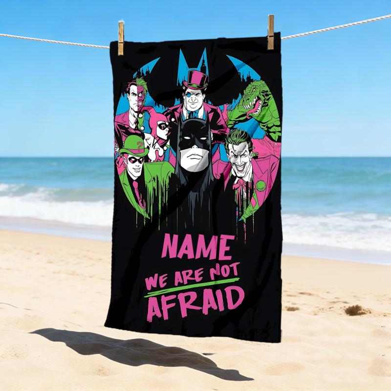 Custom Name Batman Catwoman Stylish Digital Printing Beach Towel Quick‑Drying Absorbent Blanket for Beach Pool Gym Travel