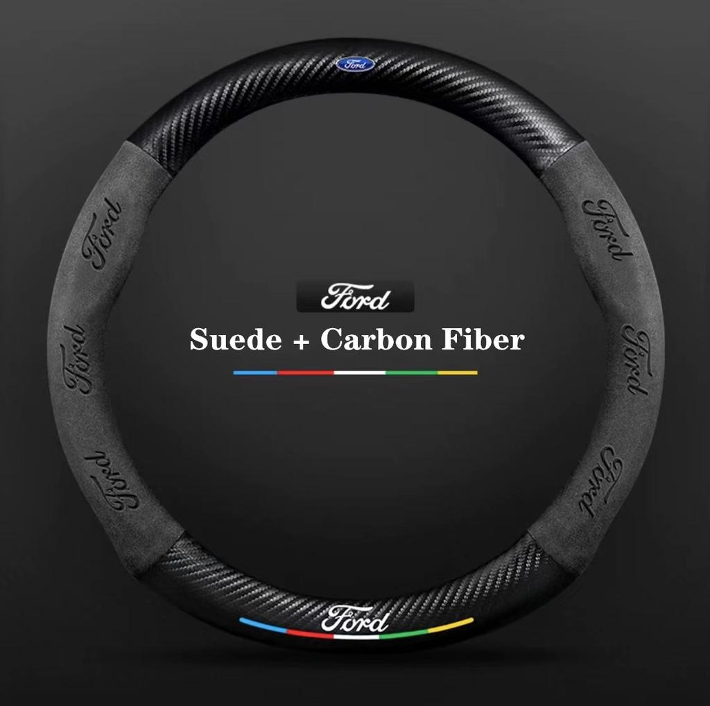 ITES5 Ford ST EXPLORER EDGE Fiesta Focus Mondeo F150 Fusion Mustang Kuga Ranger Car Anti-Slip Suede Carbon Fiber Steering Wheel Cover