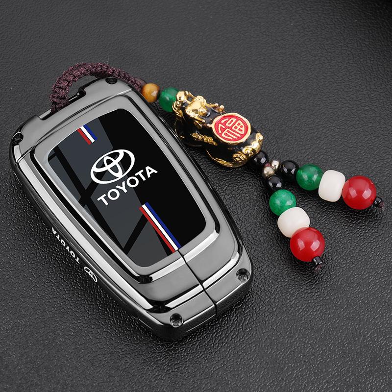 Новый кожаный чехол для ключей из цинкового сплава для Toyota CHR Hilux Fortuner Land Cruiser 200 Camry Corolla Crown RAV4 Highland