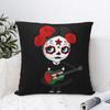 Девушка Сахарный Череп Играет на Флаг-Гитаре Наволочка Чехол для Подушки Украшения Хэллоуин Ужасная Наволочка Чехол Дома