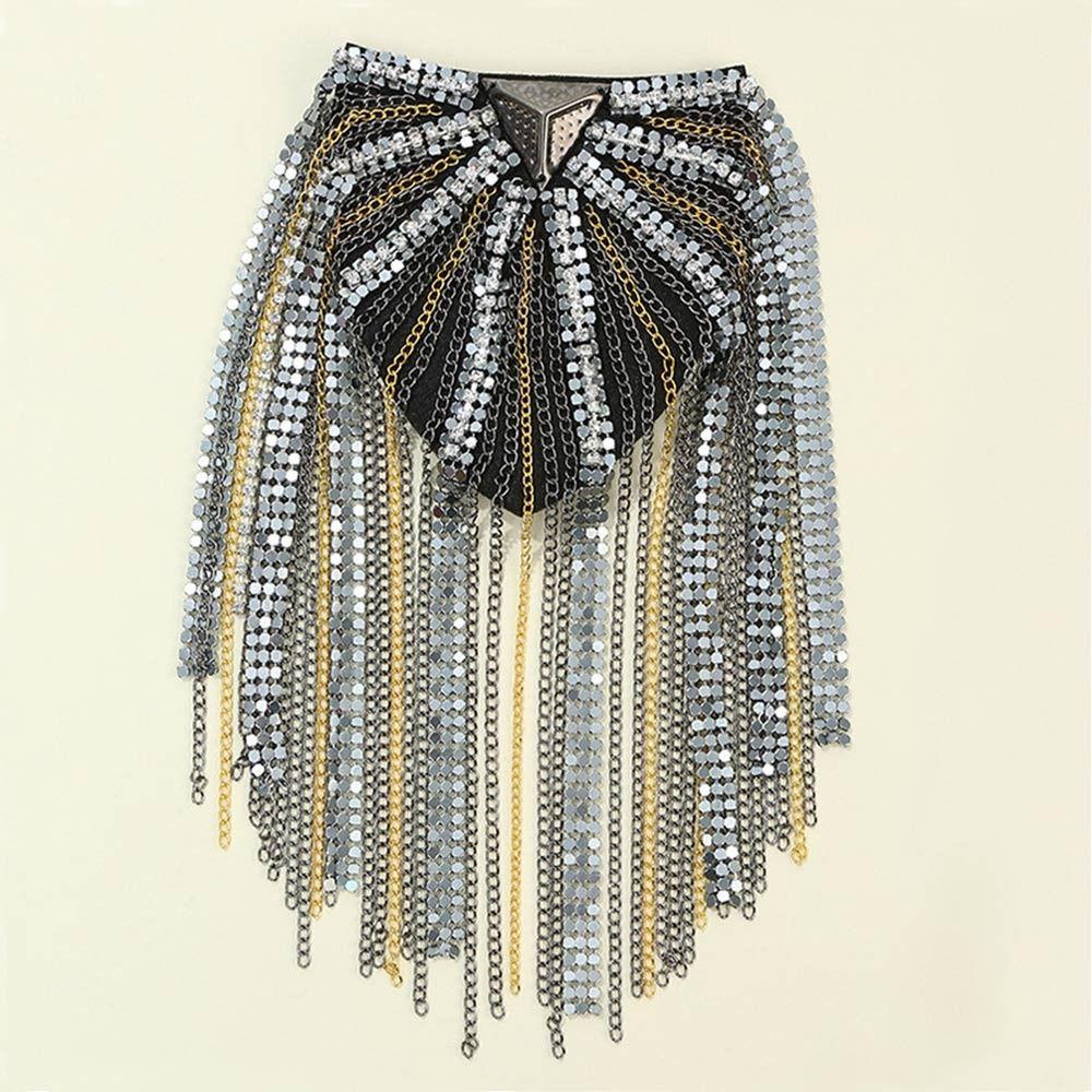 Эполет с кисточками и стразами, длинная цепочка, ювелирные изделия на плечо, нежная брошь на плечо для мужчин и женщин